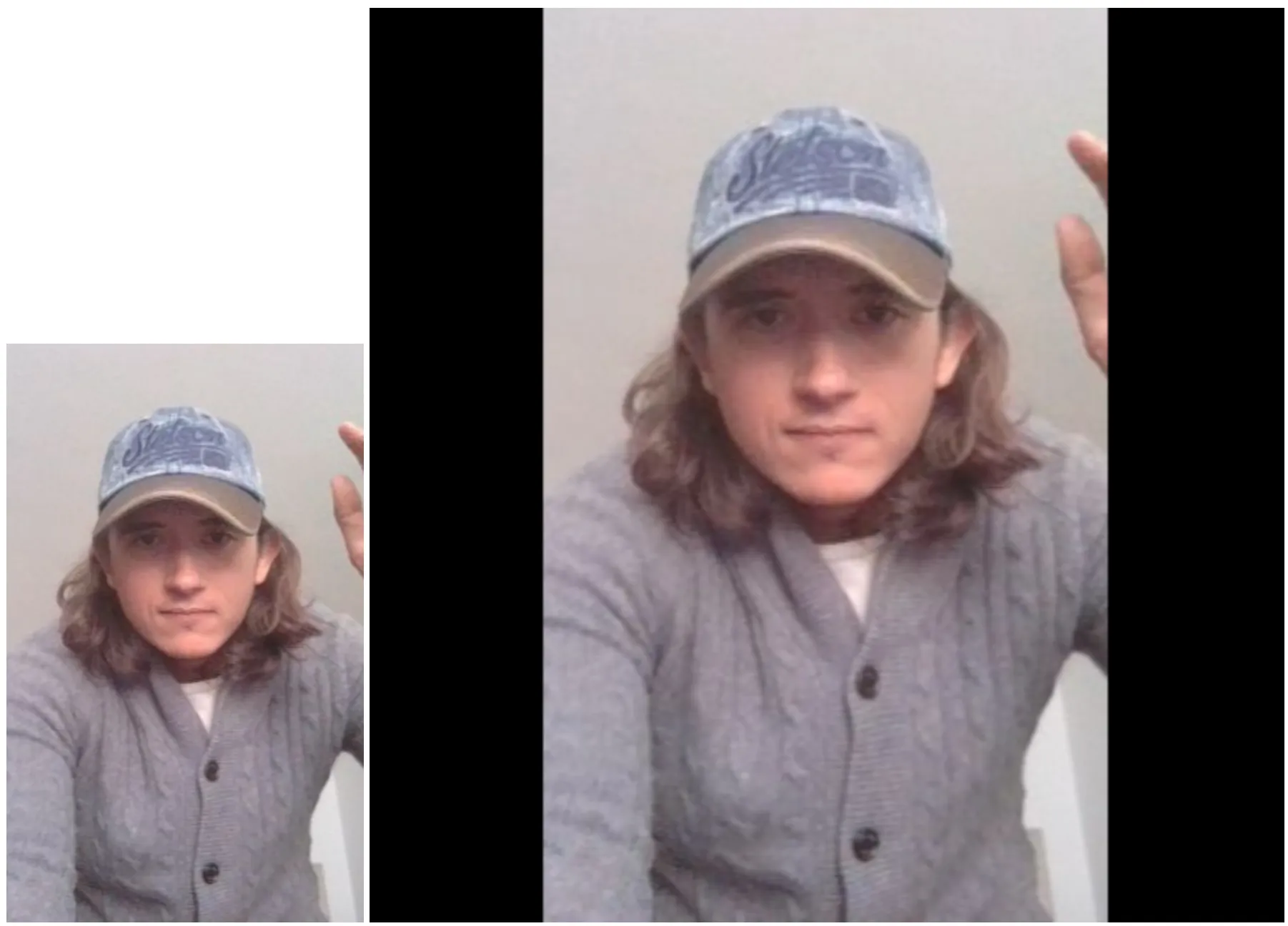 Original image next to padded image