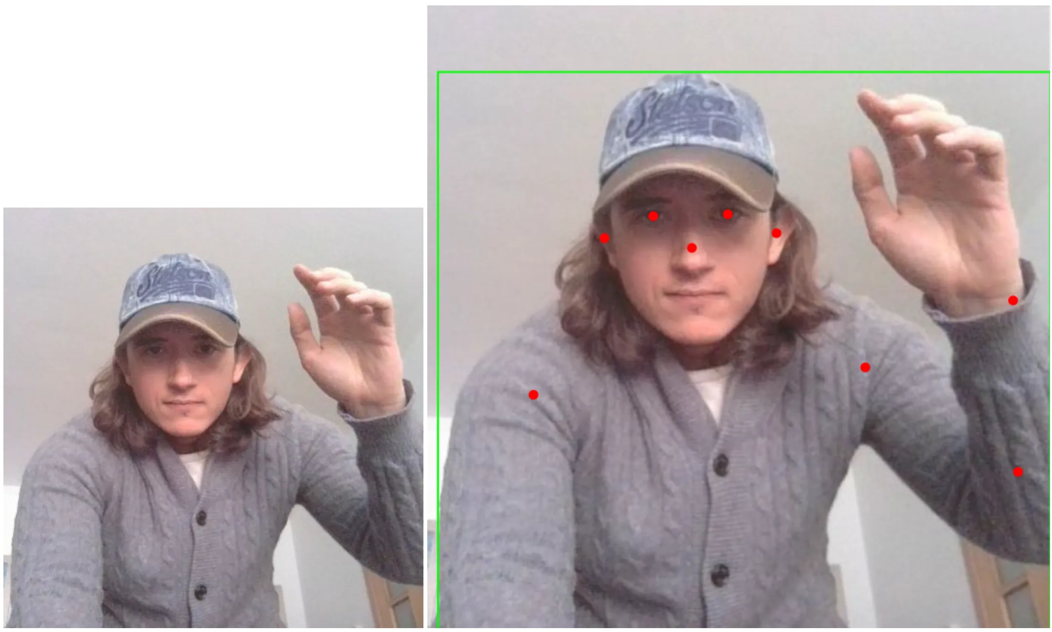 Original image next to image with predictions