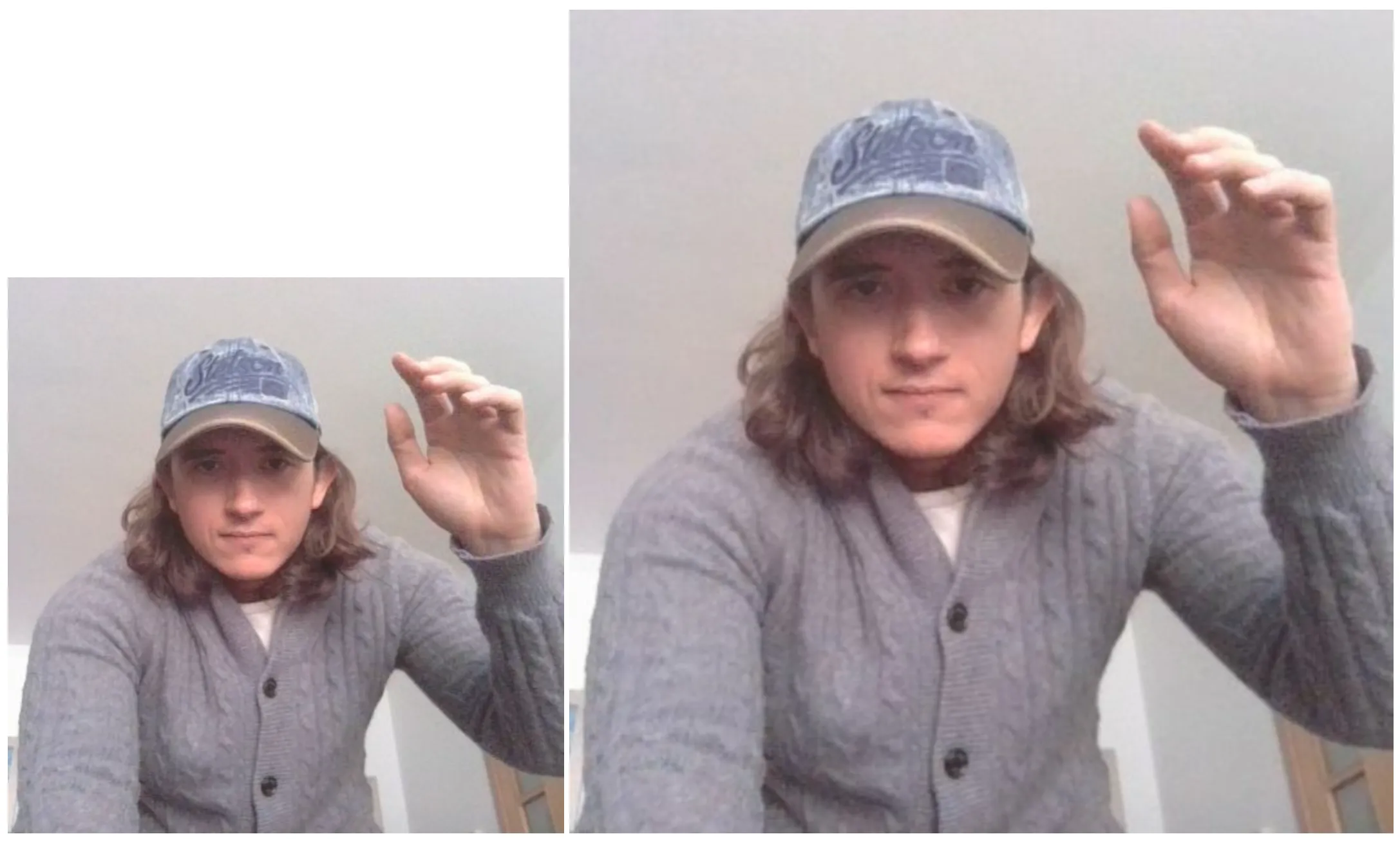 Resized image next to original image